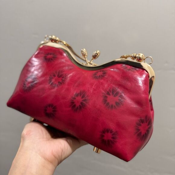 Multi Use Handmade Distressed Leather Purse, Vintage Style Kisslock Handbag - Picture 12 of 15